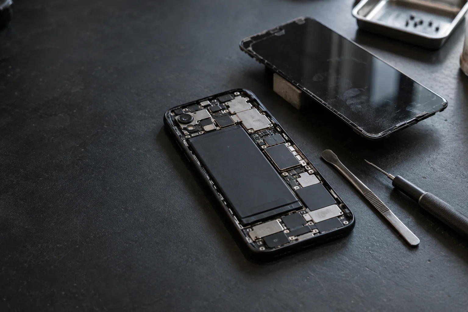 Unbranded phone detail illustrating repair options