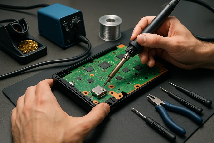 Game consoles repair illustration